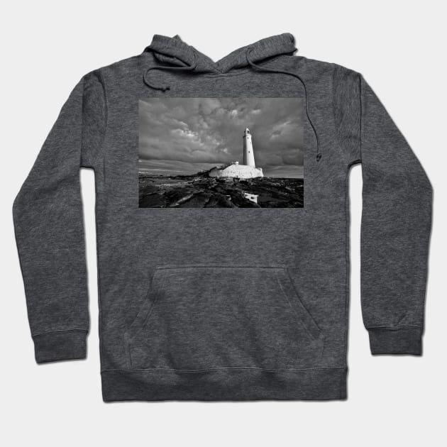 St Mary's Island reflected - Monochrome Hoodie by Violaman